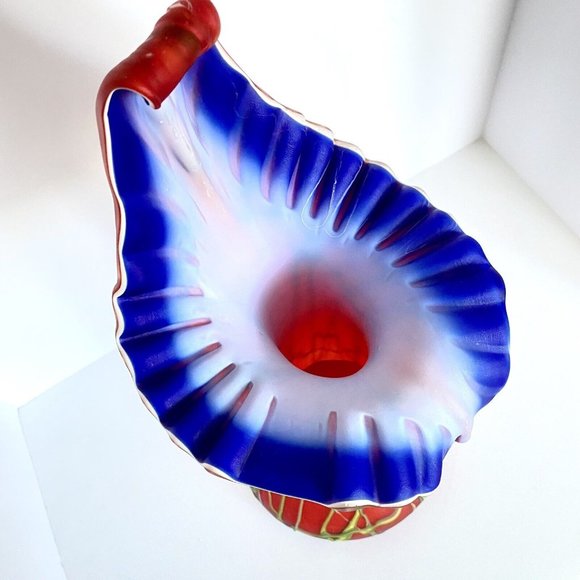 Baijab Glass Azerbaijan Russian Jack In The Pulpit Hand Blown Vase 17" Tall - Picture 9 of 12